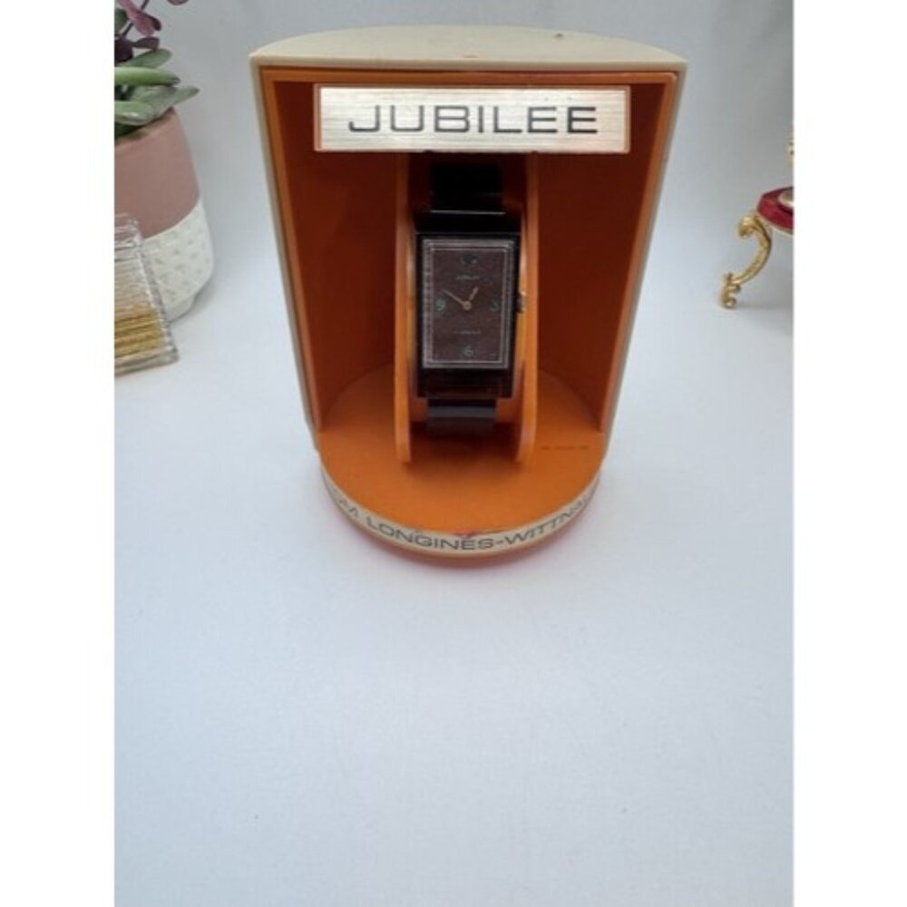 RareJubilee By Longines Watch In Box Works-Swiss Made Bronw Lucite Bracelet Work